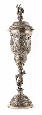 Historismus-Prunk-Deckelpokal mit Fürstenporträts, Deutsch um 1880 - Arte, antiquariato e gioielli