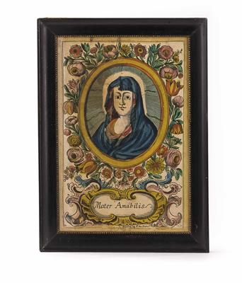 "Mater Amabilis", die Gottesmutter Maria in Blumen und Kreuzigung - Arte, antiquariato e gioielli