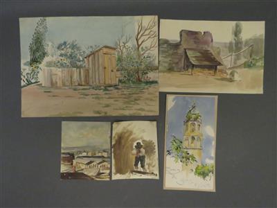 Konvolut von 5 Aquarell-Studien - Arte, antiquariato e gioielli