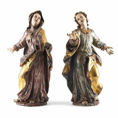 2 Assistenzfiguren - "Hl. Maria" und "Hl. Johannes", Süddeutsch, 1. Hälfte 18. Jhdt. - Kunst, Antiquitäten und Schmuck