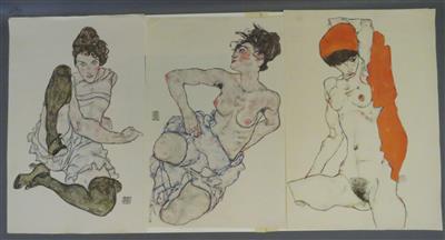 3 Lichtdrucke nach Originalen von Egon Schiele (1890-1918) - Arte, antiquariato e gioielli