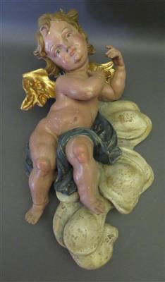 Geflügelter Engel auf Wolkenbank montiert, Barockstil, 20. Jahrhundert - Umění, starožitnosti, šperky