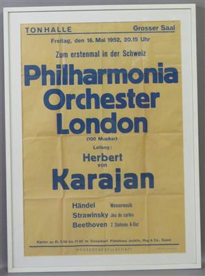 Konzertplakat mit Autogramm von Herbert von Karajan - Antiques, art and jewellery