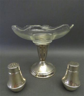 Konfektaufsatz mit Glasschale, zwei Gewürzstreuer Duchin Creation/Raimond, 20. Jahrhundert - Arte, antiquariato e gioielli