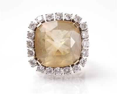 Brillant Citrinring zus. ca. 2 ct - Kunst, Antiquitäten und Schmuck