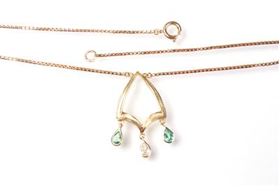Diamant-Smaragd-Collier - Arte, antiquariato e gioielli