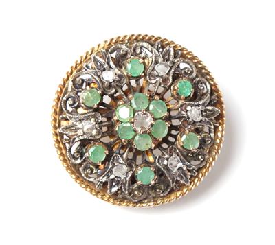Diamantrauten Smaragdbrosche - Arte, antiquariato e gioielli