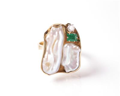 Brillant Smaragddamenring - Antiques, art and jewellery