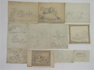 Konvolut von elf Zeichnungen, vornehmlich 19. Jahrhundert - Antiques, art and jewellery