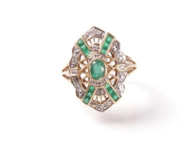 Diamant Smaragdring - Antiques, art and jewellery