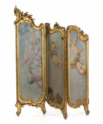 Dreiteiliger Paravent im Rokokostil, Ende 19. Jahrhundert - Antiques, art and jewellery