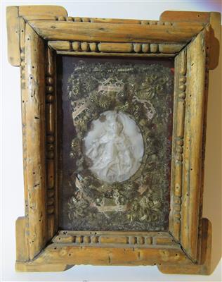 Klosterarbeit - Reliquienbild, 18. Jahrhundert - Umění, starožitnosti, šperky