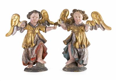 Paar geflügelte Renaissance-Engel, Alpenländisch 1. Hälfte 17. Jahrhundert - Klenoty, umění a starožitnosti