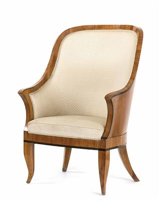 Biedermeier- Hochlehn-Rundfauteuil um 1815 - Klenoty, umění a starožitnosti