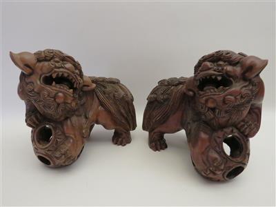 Paar Tempelwächter Foo-Hunde, China, 2. Hälfte 20. Jahrhundert - Schmuck, Kunst und Antiquitäten