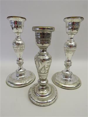 Paar SilberglasKerzenleuchter, 2. Hälfte 19. Jhdt. - Schmuck, Kunst und Antiquitäten