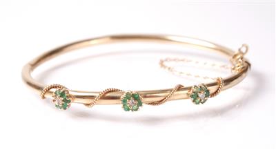 Diamant Smaragdarmreif - Jewellery, antiques and art
