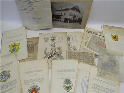 Konvolut von 38 Konzeptblättern zu Salzburger Gemeindewappen-Verleihungen bzw. Bestätigungen, - Gioielli, arte e antiquariato