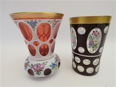 Bechervase und Becher, Böhmen 20. Jhdt. - Gioielli, arte e antiquariato