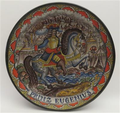 Wandteller "Prinz Eugenius", Fa. Schleiss, Gmunden um 1950 - Klenoty, umění a starožitnosti