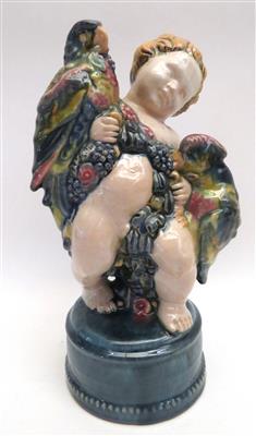 Putto mit zwei Papageien, 1. Hälfte 20. Jahrhundert - Jewellery, antiques and art