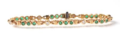 Brillant-Smaragdarmkette zus. ca. 0,60 ct - Jewellery, antiques and art