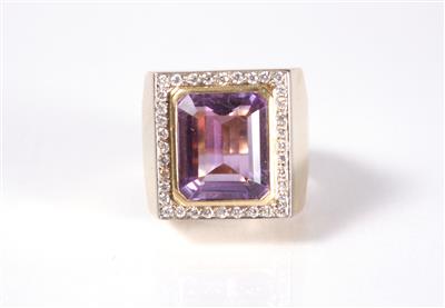 Brillant-Amethystring ca. 0,45 ct - Jewellery, antiques and art
