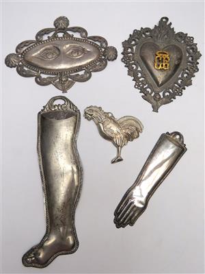 Fünf verschiedene Votivgaben,19. Jahrhundert - Jewellery, antiques and art