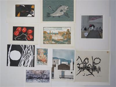 10 Grafiken: Herbert Breiter; Yoshi Takahashi; Werner Otte; Rupert Rosenkranz; Nicole Cormier Vago (Lithografien, Linol- bzw. Holzschnitte) - Paintings