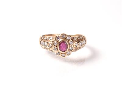 Brillant-Diamantdamenring zus. ca. 0,40 ct - Jewellery, antiques and art