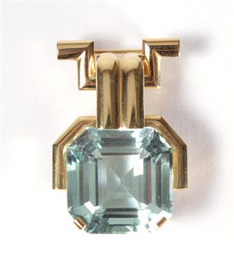 Broschen-Angehänge mit Aquamarin ca. 8,70 ct - Gioielli, arte e antiquariato