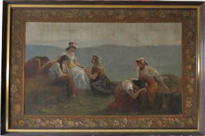 Großes Wandgemälde in der Art einer Tapisserie, Ende 19. Jahrhundert - Asta estiva