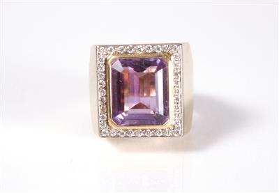 Brillant-Amethystring ca. 0,45 ct - Klenoty, umění a starožitnosti