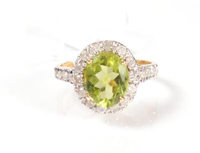 Brillant-Peridotring - Schmuck, Kunst und Antiquitäten