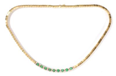 Brillant-Smaragdcollier zus. ca. 0,40 ct - Gioielli, arte e antiquariato