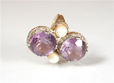 Amethyst- Kulturperlendamenring - Jewellery, antiques and art