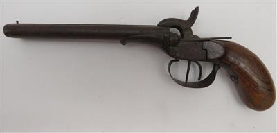 Doppelläufige Kapselschlosspistole, Belgischer Hersteller, 19. Jahrhundert - Gioielli, arte e antiquariato