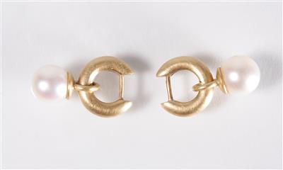 2 Ohrringe mit Kulturperlengehänge - Jewellery, antiques and art