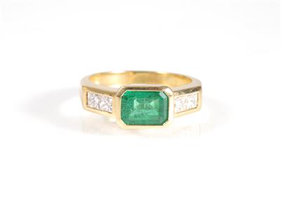 Diamant-Smaragdring - Klenoty, umění a starožitnosti