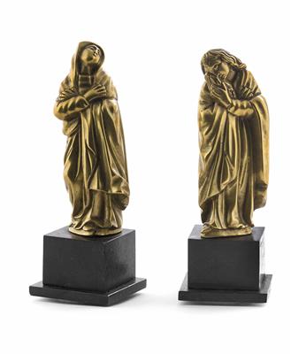 Paar Assistenzfiguren einer Kreuzigungsgruppe, Hl. Maria und Hl. Johannes, Deutsch, wohl 16. Jahrhundert - Gioielli, arte e antiquariato