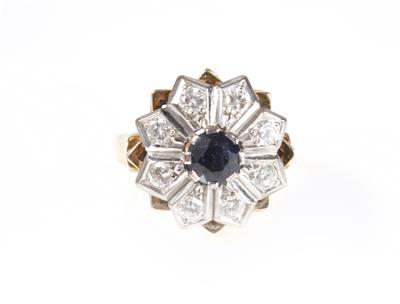 Brillant-Saphirring zus. ca. 0,45 ct - Schmuck, Kunst und Antiquitäten