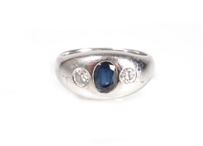 Brillant-Saphirring zus. ca. 0,30 ct - Schmuck, Kunst und Antiquitäten