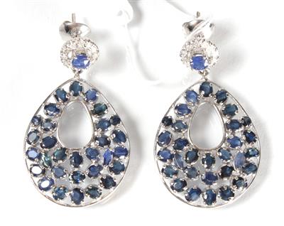 2 Diamant- Saphirohrsteckgehänge - Jewellery, antiques and art