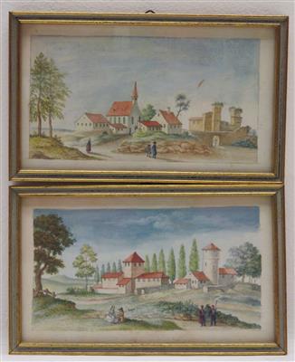 Zwei Miniatur-Aquarelle, spätes 19. Jahrhundert - Klenoty, umění a starožitnosti