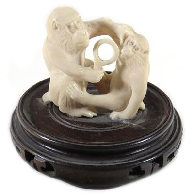 Figurengruppe, "Zwei Affen", Asien, 19. Jahrhundert - Schmuck, Kunst und Antiquitäten