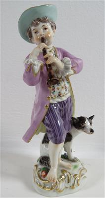 Gärtnerkind mit Schalmei und Hund, Entwurf Johann Joachim Kaendler um 1750/60, Meissen 1924-34 - Jewellery, antiques and art