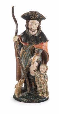 Miniatur-Statuette, Hl. Rochus, Deutsch, 17. Jahrhundert - Klenoty, umění a starožitnosti