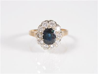 Brillant-Saphirdamenring zus. ca. 0,70 ct - Art, antiques and jewellery