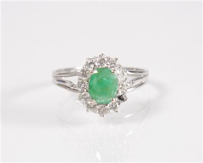 Brillant-Smaragdring zus. 0,48 ct - Arte, antiquariato e gioielli
