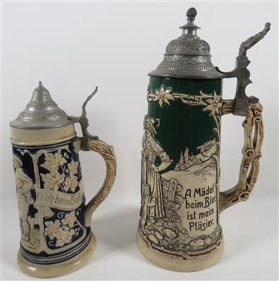 2 Bierkrüge, Ende 19. Jahrhundert - Art, antiques and jewellery